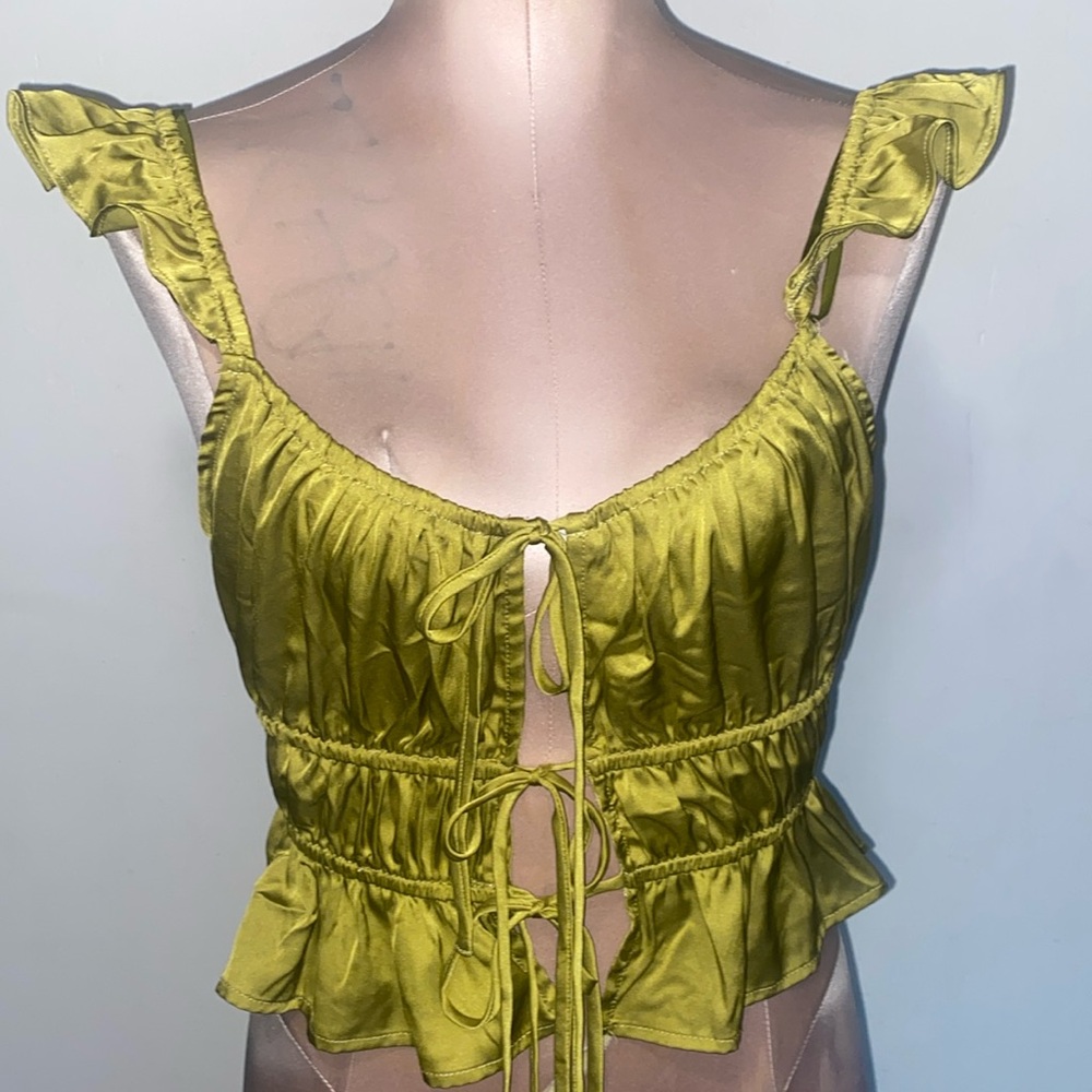 Mixed Threads Ruffle Tie Front Blouse